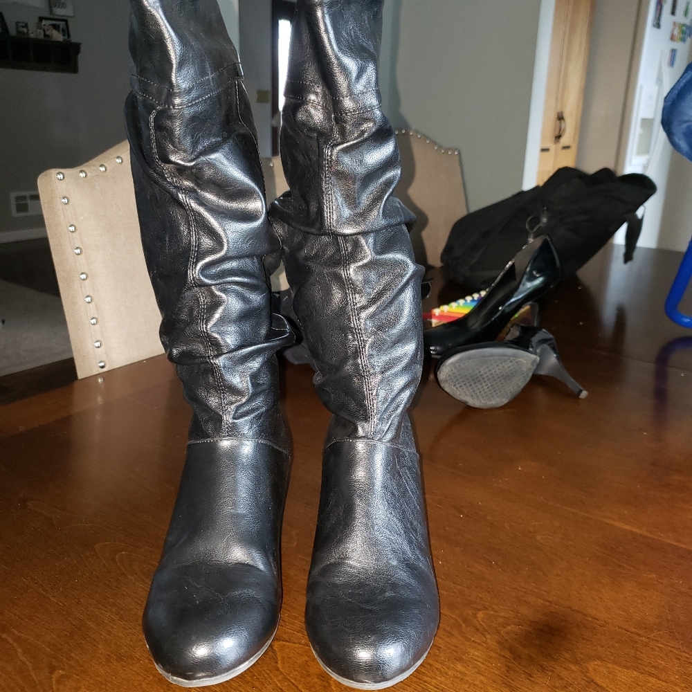 Black calf high boots. Adds 2inches.